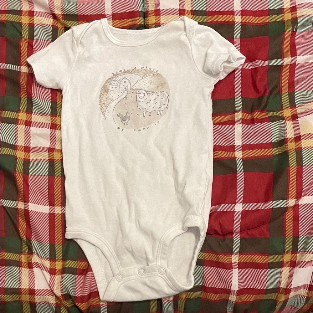 Carter's White Farm Print Baby Bodysuit